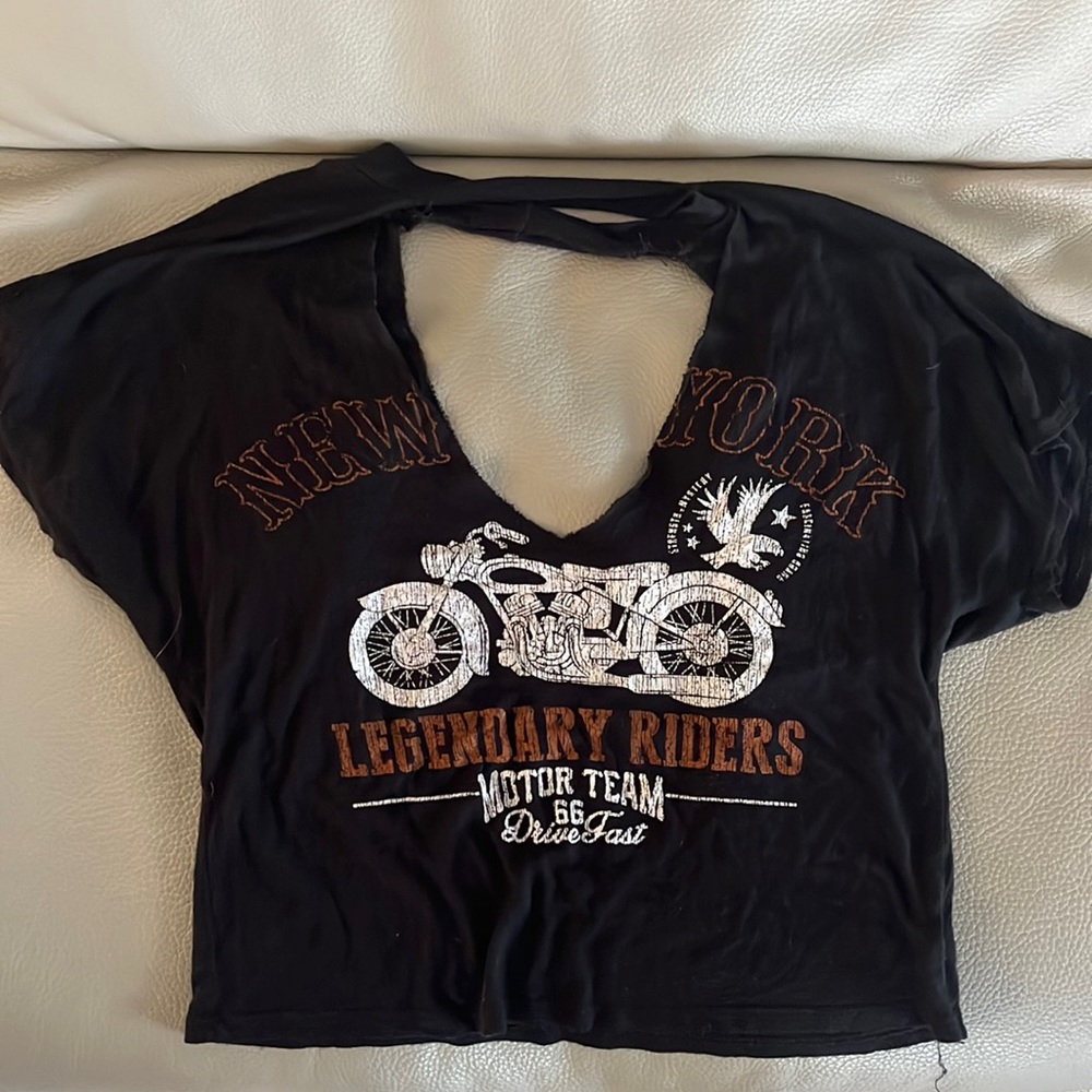 Open neck vintage Harley Davidson top